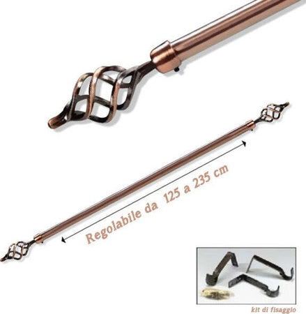 Bastone Per Tende In Metallo Puntale A Spirale Asta Regolabile Colore Rame Casa e cucina/Bagno/Accessori per il bagno/Tende da doccia binari e ganci/Bastoni e telai per tende Trade Shop italia - Napoli, Commerciovirtuoso.it
