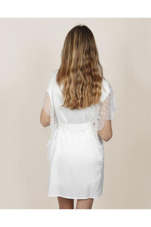 Admas Vestaglia Kimono da Sposa in Raso e Pizzo 57302 S32 - Passarelli Biancheria