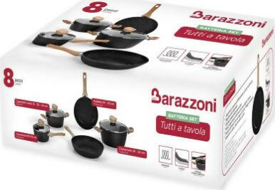Batteria 8 pezzi di tegami e padelle con coperchio in vetro temperato barazzoni con pomolo poggiamestolo anche per induzione Casa e cucina/Pentole padelle e pirofile/Pentole e padelle/Set/Set di pentole e padelle Puleo Casa - Palermo, Commerciovirtuoso.it
