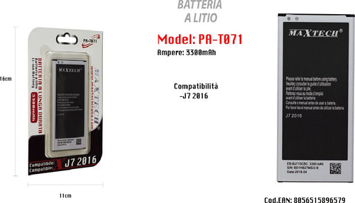 Batteria A Litio Compatibile Per Samsung Galaxy J7 2016 3300mah Maxtech Pa-t071 Batterie per Cellulari Trade Shop italia - Napoli, Commerciovirtuoso.it
