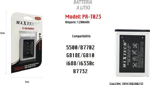 Batteria A Litio Compatibile Samsung 5500 Cellulare Smartphone 1200mah Maxtech Pa-t023 Batterie per Cellulari Trade Shop italia - Napoli, Commerciovirtuoso.it