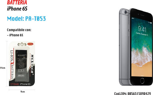 Batteria Compatibile Con Iphone 6s Ricambio Smartphone Maxtech 1715mah Pa-t053 Batterie per Cellulari Trade Shop italia - Napoli, Commerciovirtuoso.it