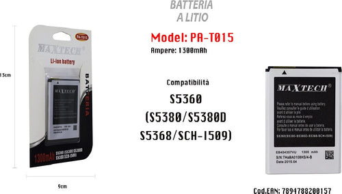 Batteria Compatibile S5360 Cellulare Smartphone A Litio 1300mah Maxtech Pa-t015 Batterie per Cellulari Trade Shop italia - Napoli, Commerciovirtuoso.it