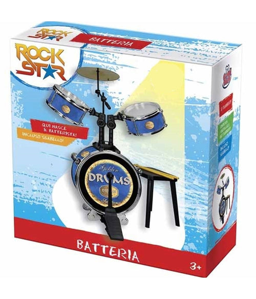 Batteria Con Sgabello 3 Tamburi E Seduta Strumenti Musicali Bambini