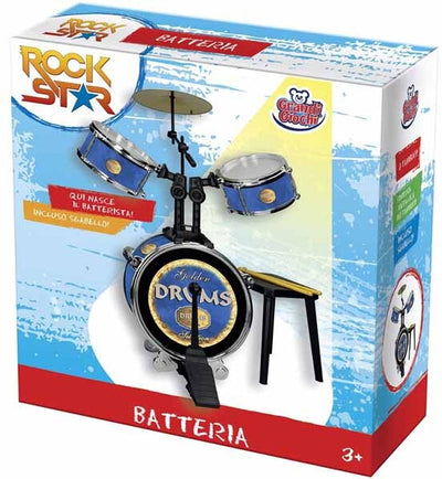 Batteria Con Sgabello 3 Tamburi E Seduta Strumenti Musicali Bambini