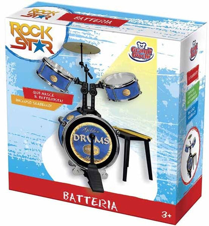 Batteria Con Sgabello 3 Tamburi E Seduta Strumenti Musicali Bambini