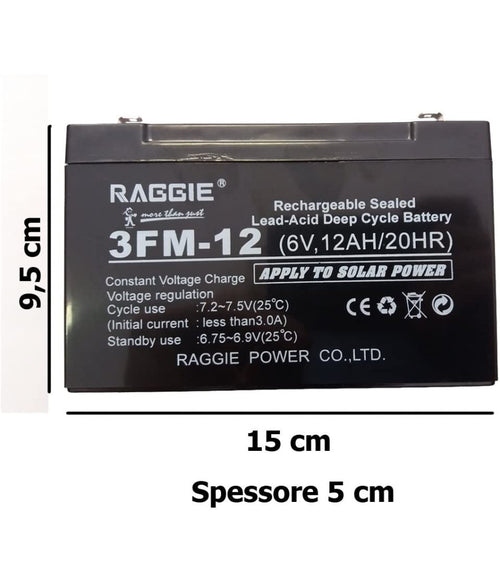 Batteria Ermetica Ricaricabile Per Gruppo Di Continuità 6v 12ah Attacco Faston