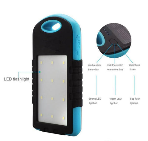 BATTERIA ESTERNA POWERBANK 8800 mAh SOLARE LUCE LED CARICATORE SMARTPHONE  Trade Shop italia - Napoli, Commerciovirtuoso.it