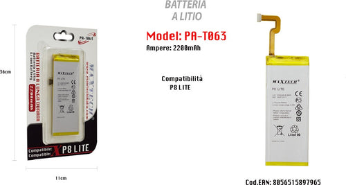 Batteria Litio Lunga Durata Compatibile Huawei P8 Lite Maxtech 2200mah Pa-t063 Batterie per Cellulari Trade Shop italia - Napoli, Commerciovirtuoso.it