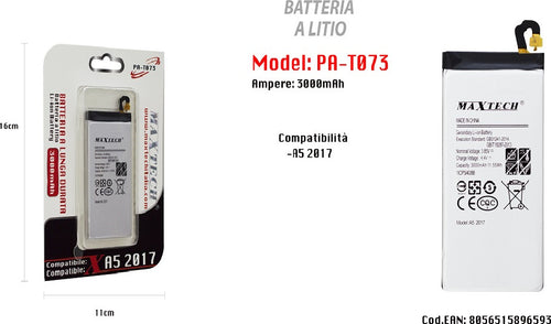 Batteria Litio Smartphone Samsung 3000mah Per Galaxy A5 2017 Maxtech Pa-t073 Batterie per Cellulari Trade Shop italia - Napoli, Commerciovirtuoso.it