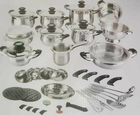 Batteria-Pentole-Bavaria-Ottingher-Linea-Silhouette-44-Pezzi-Acciaio-Inox-18/10-Lucidato-A-Specchio-A-Triplo-Fondo