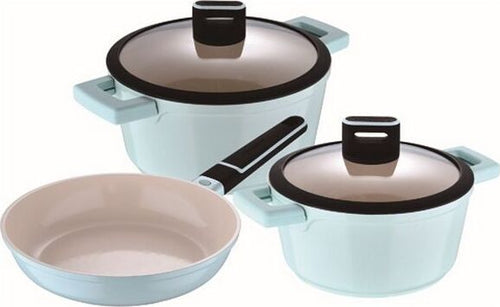 Batteria pentolec5pz azzurro alluminio san ignacio Casa e cucina/Pentole padelle e pirofile/Pentole e padelle/Set/Set di pentole e padelle Led Mall Home - Napoli, Commerciovirtuoso.it