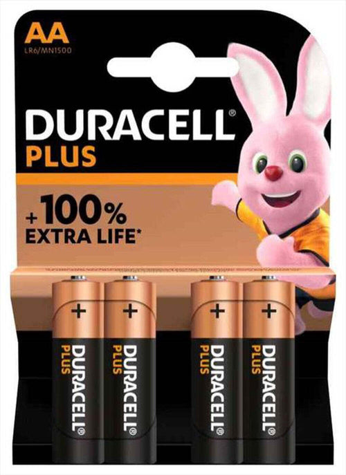 BATTERIE ALCALINE STILO AA DURACELL PLUS POWER 1,5V LR6 1 BLISTER DA 4 PILE