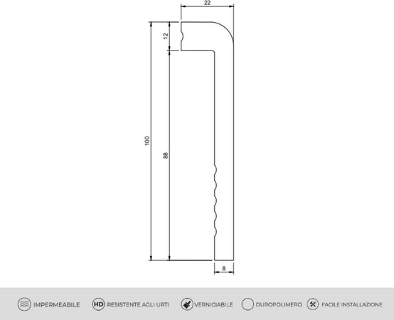 Battiscopa coprimarmo duropolimero bianco 2000x100x25mm Fai da te/Prodotti per la costruzione/Materiali da costruzione/Pavimenti/Materiali per pavimenti/Battiscopa Led Mall Home - Napoli, Commerciovirtuoso.it