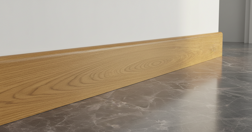 Battiscopa coprimarmo duropolimero effetto legno rovere caldo 2000x100x25mm