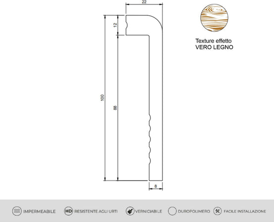 Battiscopa coprimarmo duropolimero effetto legno rovere caldo 2000x100x25mm Fai da te/Prodotti per la costruzione/Materiali da costruzione/Pavimenti/Materiali per pavimenti/Battiscopa Led Mall Home - Napoli, Commerciovirtuoso.it