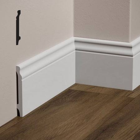 Bancali da 72ml di Battiscopa DUCALE in POLIMERI FeelingWood-HD 120x15mm - BIANCO - Eternal Parquet