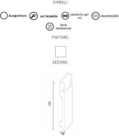 Battiscopa duropolimero alto ducale bianco 2000x120X16mm Fai da te/Prodotti per la costruzione/Materiali da costruzione/Pavimenti/Materiali per pavimenti/Battiscopa Led Mall Home - Napoli, Commerciovirtuoso.it