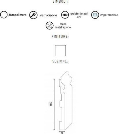 Battiscopa duropolimero alto ducale bianco 2000x150x18mm Fai da te/Prodotti per la costruzione/Materiali da costruzione/Pavimenti/Materiali per pavimenti/Battiscopa Led Mall Home - Napoli, Commerciovirtuoso.it