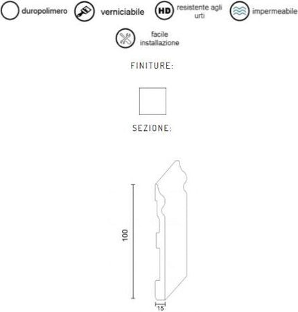 Battiscopa duropolimero ducale bianco 100x15x2000mm Fai da te/Prodotti per la costruzione/Materiali da costruzione/Pavimenti/Materiali per pavimenti/Battiscopa Led Mall Home - Napoli, Commerciovirtuoso.it