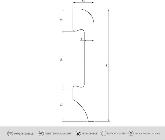 Battiscopa in duropolimero nero 2000x75x14mm Fai da te/Prodotti per la costruzione/Materiali da costruzione/Pavimenti/Materiali per pavimenti/Battiscopa Led Mall Home - Napoli, Commerciovirtuoso.it