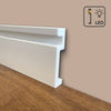 Battiscopa Quadro predisposizione LED in POLIMERI linea BASICBOARD  100x20mm - BIANCO pitturabile (prezzo al metro)