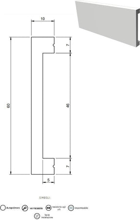 Battiscopa passacavi in duropolimero bianco 2000x60x10mm Fai da te/Prodotti per la costruzione/Materiali da costruzione/Pavimenti/Materiali per pavimenti/Battiscopa Led Mall Home - Napoli, Commerciovirtuoso.it