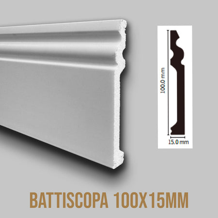 Kit 2 metri di parete Boiserie "Decorativa" (senza pannelli, solo estetica) in polimeri bianca (L200xH120) verniciabile