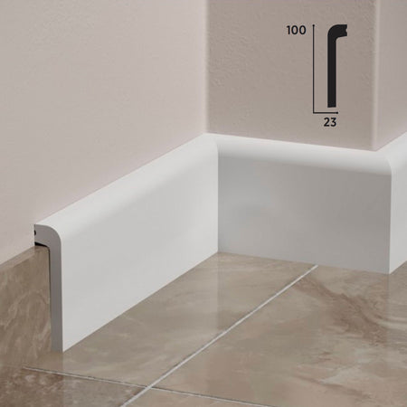 Bancale 96ml di Battiscopa Coprimarmo BC  in POLIMERI FeelingWood-HD 100x23mm - BIANCO