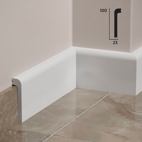 Battiscopa Coprimarmo BC in POLIMERI FeelingWood-HD 100x23mm - BIANCO (prezzo al metro)