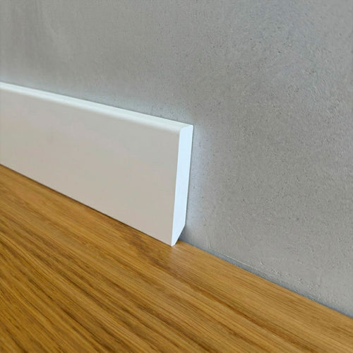 Battiscopa Squadrato in SPC 70x12mm - BIANCO pitturabile (prezzo al metro)