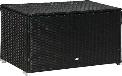 Baule-da-Giardino-in-Rattan-e-Acciaio-con-Coperchio,-95x60x53cm,-Nero-865-011V00BK