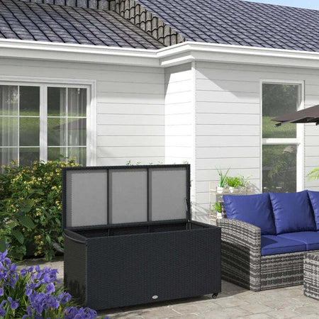 Baule-da-Giardino-in-Rattan-PE-con-Ruote-e-Maniglia-Laterale,-121x57x67cm,-Nero-865-016V00BK