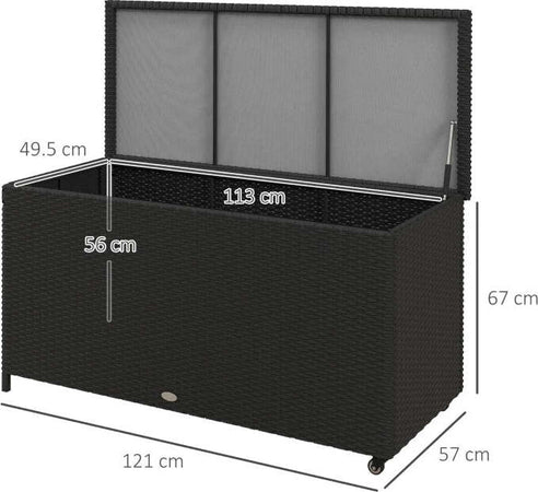 Baule-da-Giardino-in-Rattan-PE-con-Ruote-e-Maniglia-Laterale,-121x57x67cm,-Nero-865-016V00BK