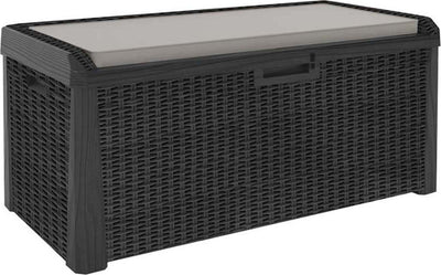 Baule in resina cassapanca multiuso da esterno con ruote lt 560 effetto Rattan 149 cm Giardino e giardinaggio/Organizzazione esterni e alloggiamento/Bauli e contenitori Decor Space - Altamura, Commerciovirtuoso.it