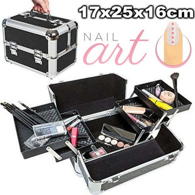 Bauletto-Rigido-Nero-Valigia-Rigida-Beauty-Case-Per-Estetista-Make-Up-Nail-Art