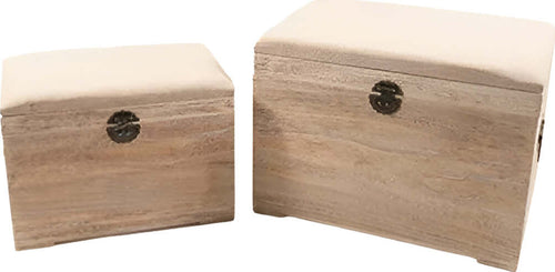 Bauli in legno con seduta comoda, in legno, ideale per conservare indumenti, set da 2 pezzi Giardino e giardinaggio/Organizzazione esterni e alloggiamento/Bauli e contenitori Decor Space - Altamura, Commerciovirtuoso.it