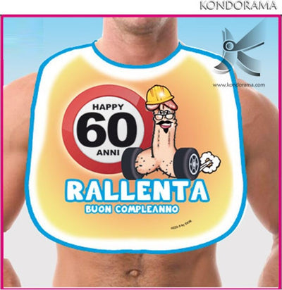 Bavaglia Pisello Buon Compleanno Happy 60 Anni Rallenta! Salute e cura della persona/Erotismo e contraccezione/Sex toys/Gadget per addio al nubilato e al celibato Kondorama - Martinsicuro, Commerciovirtuoso.it