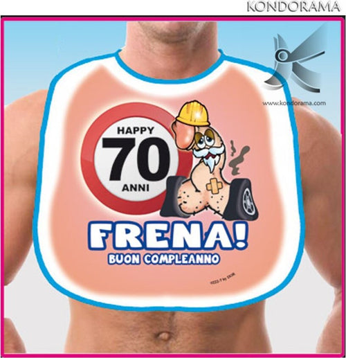 Bavaglia Pisello Buon Compleanno Happy 70 Anni Frena! Salute e cura della persona/Erotismo e contraccezione/Sex toys/Gadget per addio al nubilato e al celibato Kondorama - Martinsicuro, Commerciovirtuoso.it