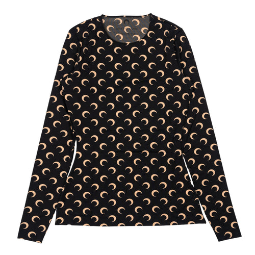 MARINE SERRE Recycled Moon Jersey Crewneck Top in Black da donna