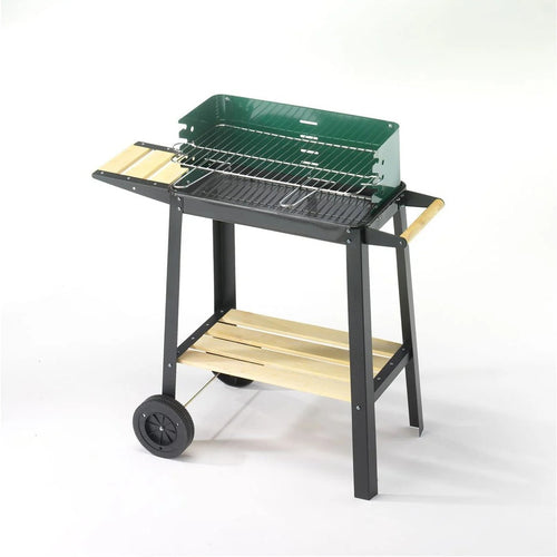Barbecue Ompagrill in acciaio verniciato verde con braciere e reggi brace 50x25 cm