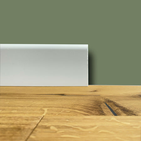 ***FINE SERIE al metro***bancale da 90 metri lineari di Battiscopa Zoccolino "BC" in Duropolimero Passacavo Bianco 100x15 - Eternal Parquet