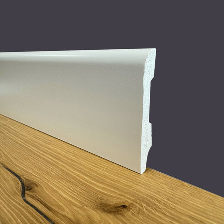 ***FINE SERIE al metro***bancale da 90 metri lineari di Battiscopa Zoccolino "BC" in Duropolimero Passacavo Bianco 100x15 - Eternal Parquet