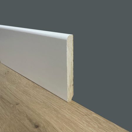 100 metri lineari di Battiscopa in Legno Massello alto BC - 120x13mm  Laccato Bianco - Eternal Parquet