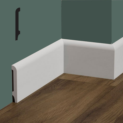 bancale da 81,6ml di Battiscopa Becco di Civetta in POLIMERI FeelingWood-HD 120x15mm - BIANCO - Eternal Parquet