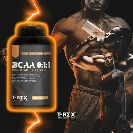 Bcaa-Compresse-8:1:1-T-rex-Integratori-Integratore-Alimentare-Di-Aminoacidi-Ramificati-Con-Vitamina-B1,-B6-Ed-E-|-Anabolic-Post-Workout-Potente-|-150-Compresse