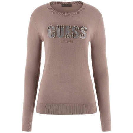 Guess pullover taupe logo strass REYNA W5BR40Z2NQ2G1K8