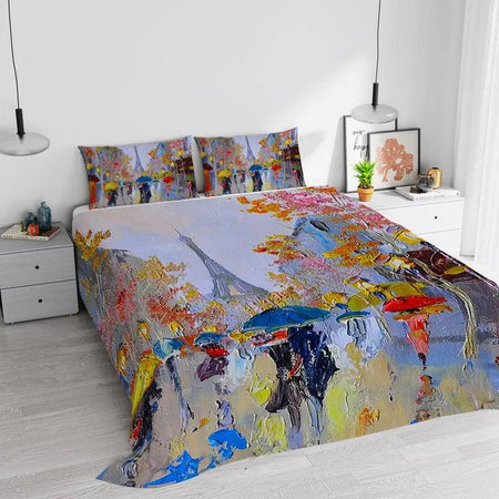 Sogni d'autore Parure Lenzuola Copriletto Matrimoniale Rainy Paris SD18 B56 - Passarelli Biancheria