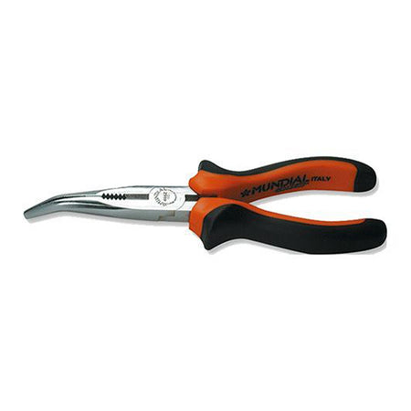 Pinza a becchi semi tondi piegati con manico rivestito in bimateriale