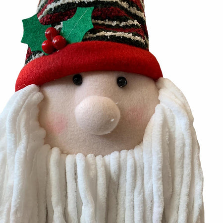 Puntale per albero buffo babbo natale con cappello e barba h 45 cm decorazione